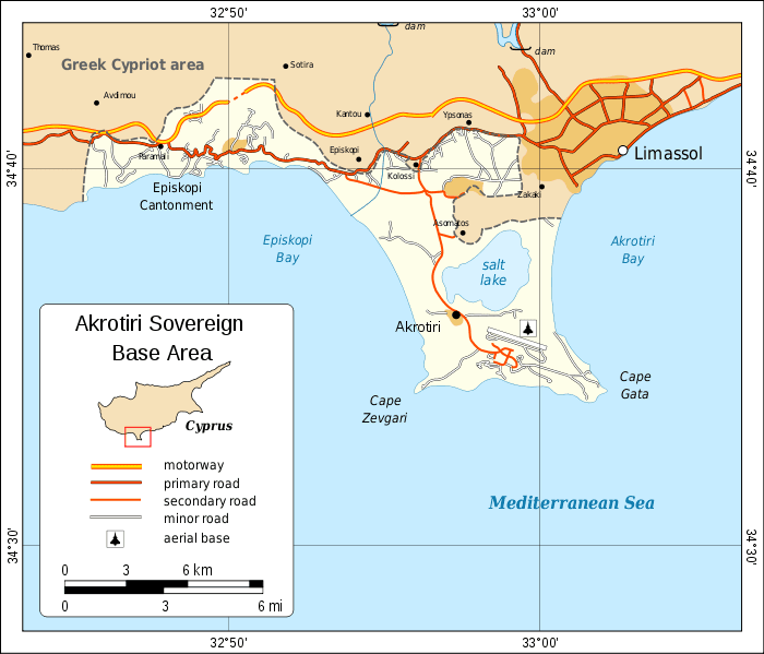 Akrotiri Sovereign Base Area Cyprus map
